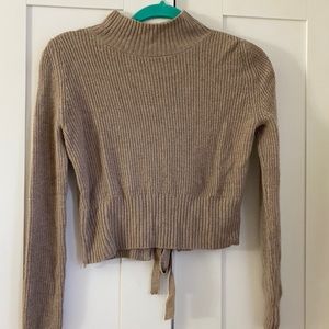 cropped tie up sweater